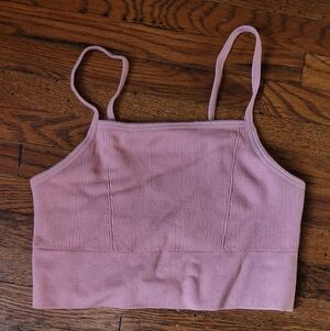 Fabletics Pink Ribbed Crop Top, Size M